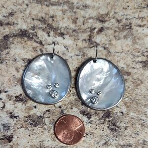 Silver and White Dangle Earrings